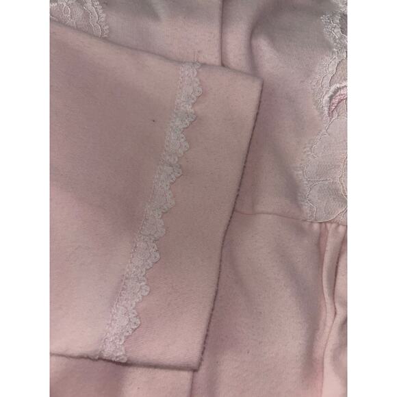 Miss Elaine Intimates Pink Nightgown M Cotton Blend Lace Embroidered Cottagecore - Picture 8 of 11